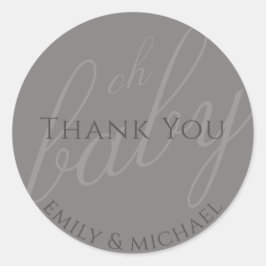 Dusky Grått GreenTack Baby Shower Modern Runt Klistermärke