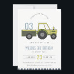 Dusky Grönt Farm Tractor Kids any age Birthday Inbjudningar<br><div class="desc">En Roligt Cute Boys GRÖNT BLUE FARM TRACKTOR THEME BIRTHDAY Collection.- Det är en Elegant enkel minimal sketchy Illustration of farm traktorns carry the Birthday year, perfekt for your small ones födelsedagsfest. Det är mycket enkelt att anpassa, med dina personuppgifter. Om du behöver någon annan matchande produkt eller anpassning kan...</div>