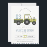 Dusky Grönt Farm Tractor Kids any age Birthday Inbjudningar<br><div class="desc">En Roligt Cute Boys GRÖNT BLUE FARM TRACKTOR THEME BIRTHDAY Collection.- Det är en Elegant enkel minimal sketchy Illustration of farm traktorns carry the Birthday year, perfekt for your small ones födelsedagsfest. Det är mycket enkelt att anpassa, med dina personuppgifter. Om du behöver någon annan matchande produkt eller anpassning kan...</div>