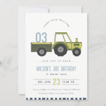 Dusky Grönt Farm Tractor Kids any age Birthday