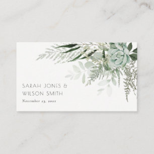 Dusky Grönt Leafy Fern Succulent Foliage Bröllop Placeringskort