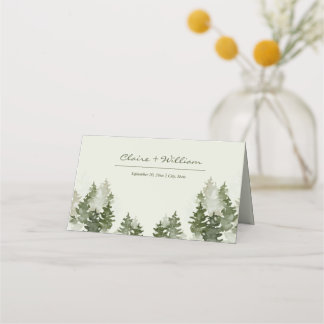 Dusky Grönt Mountain Gräs Bröllop Place Card Placeringskort