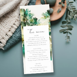 Dusky Grönt Tropical Handflatan Träd Bröllop Menu Inbjudningar