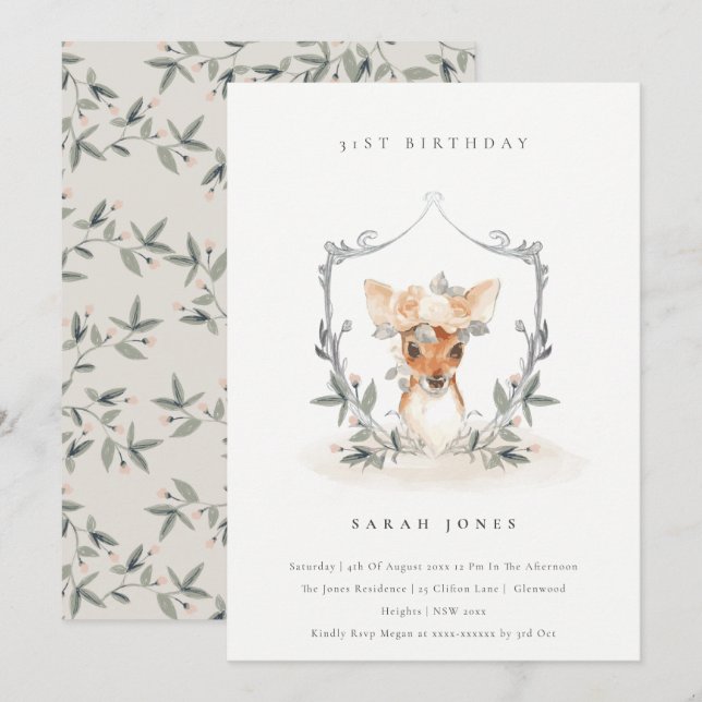 Dusky Hjort Blommigt Vapensköld vid alla åldrar vi Tack Kort (Fram/baksida)