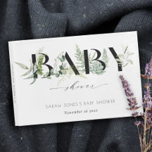 Dusky Leafy Fern Succulary Script Baby Shower