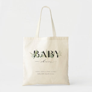 Dusky Leafy Fern Succulary Script Baby Shower Tygkasse