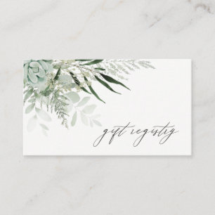 Dusky Leafy Fern Succulent Bröllop Gift Registry Visitkort