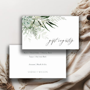 Dusky Leafy Fern Succulent Bröllop Gift Registry Visitkort