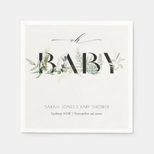 Dusky Leafy Fern Succulent Oh Baby Shower Pappersservett