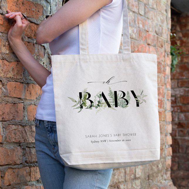 Dusky Leafy Fern Succulent Oh Baby Shower Tygkasse (Skapare uppladdad)