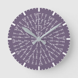 Dusky Lila Crochet Chart Background Round Clock Rund Klocka