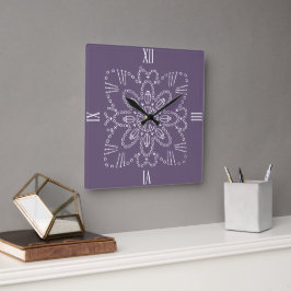 Dusky Lila Crochet Chart Square Clock Fyrkantig Klocka