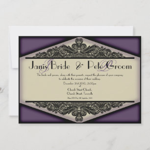 Dusky Lila Vintage monogrammed, bröllop invitati Inbjudningar
