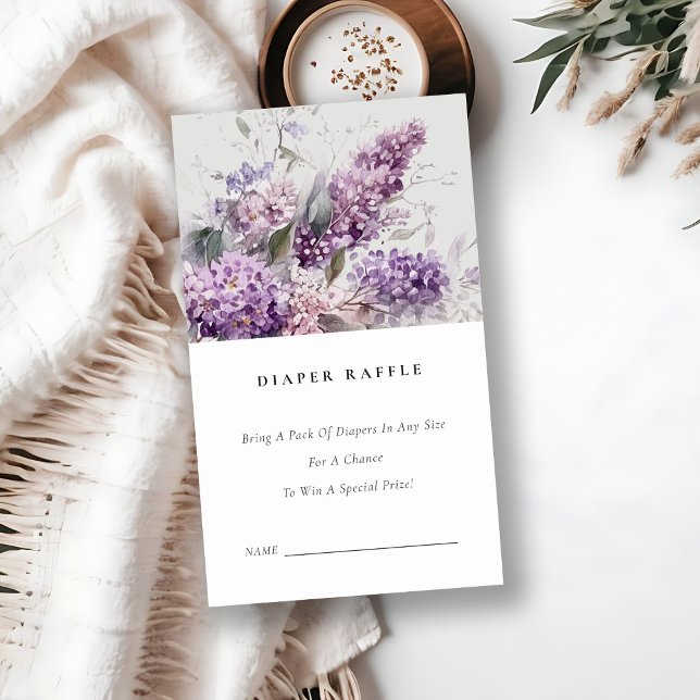 Dusky Lilac Grönt Blommigt Diaper Raffle Baby Show Tilläggskort (Skapare uppladdad)