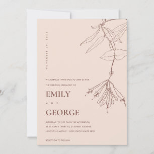 DUSKY LINE TECKNING BLOMMIGT WEDDING INVITE TACK KORT