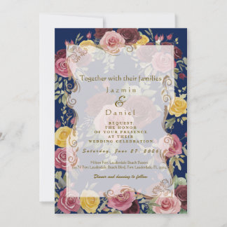 Dusky Pastel Blue/Pink Roses Inbjudningar