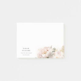 Dusky  Peony Watercolor Blommigt Bunch Business Post-it Block
