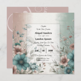 Dusky Petals och Soft Serenity Blommigt Bröllop Inbjudningar