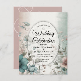 Dusky Petals och Soft Serenity Blommigt Bröllop Inbjudningar