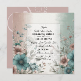 Dusky Petals och Soft Serenity Blommigt Bröllop Inbjudningar
