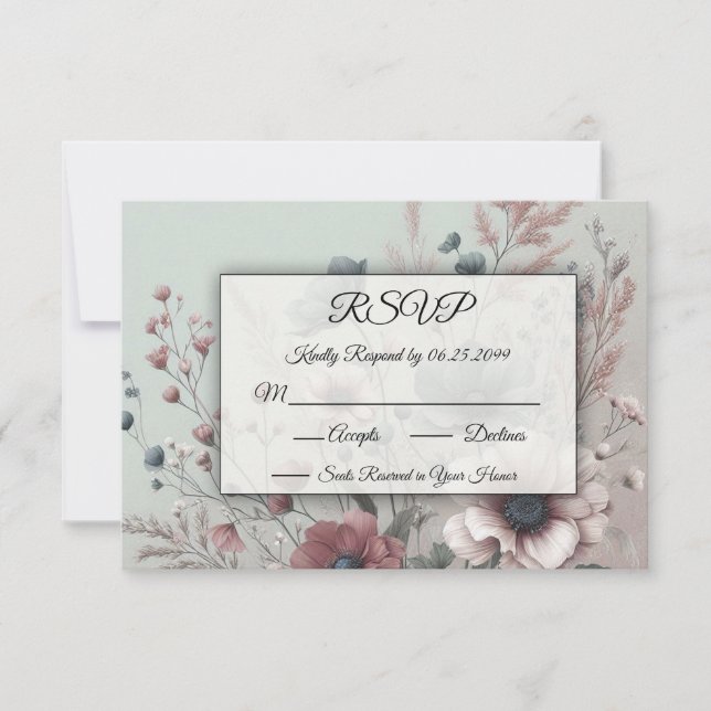 Dusky Petals och Soft Serenity Blommigt OSA Kort (Framsida)