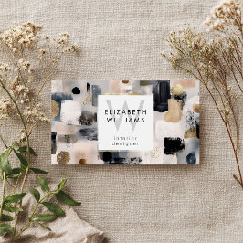 Dusky Pink Black Gold Monogram Business Cards Visitkort