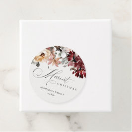 Dusky Red Poinsettia Blommigt Merriest jul Gåvor Etiketter