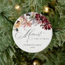 Dusky Red Poinsettia Blommigt Merriest jul