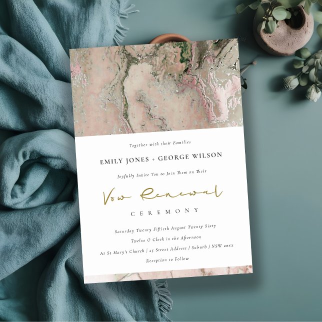  DUSKY RO GULD AGATE VOW FÖRNYELSE INBJUDAN (Skapare uppladdad)