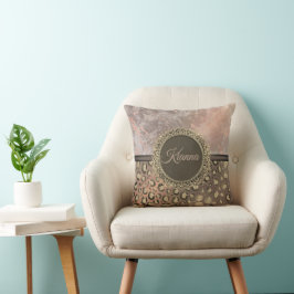 Dusky Ro Marble Glittery Leopard Kudde