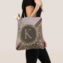 Dusky Ro Marble Glittery Leopard Monogram Tygkasse