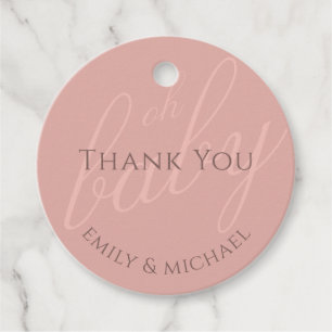 Dusky Rosa Berry Tack Baby Shower Reveal Gåvor Etiketter