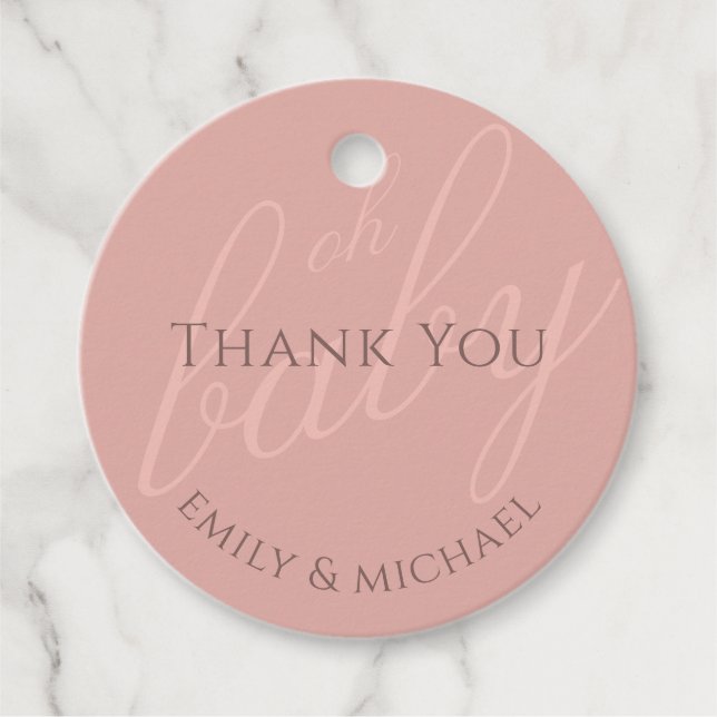Dusky Rosa Berry Tack Baby Shower Reveal Gåvor Etiketter (Framsida)