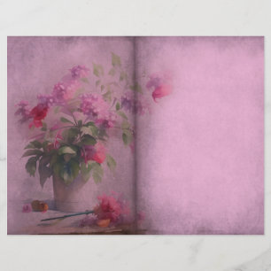 Dusky Rosa Blommigt Journal Page