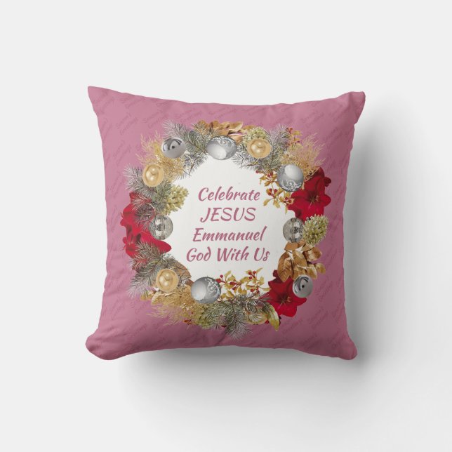 Dusky Rosa CELEBRATE JESUS-julfransen Kudde (Framsida)
