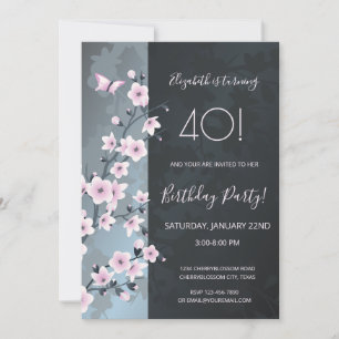 Dusky Rosa Cherry Blommars Anpassningsbar Birthday Inbjudningar
