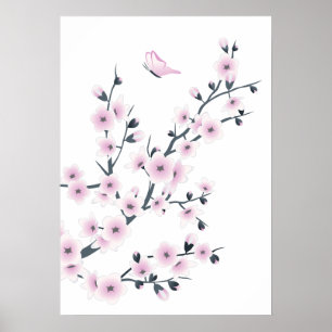 Dusky Rosa Cherry Blommars Poster