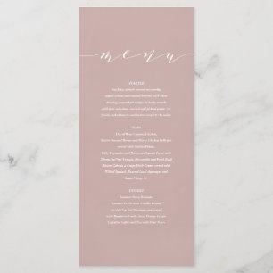 Dusky rosa elegant vattenfärg målat bröllop meny