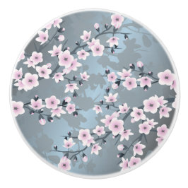 Dusky Rosa Grayish Blue Cherry Blommar Blommigt Knopp