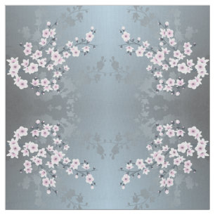 Dusky Rosa Grayish Blue Cherry Blommar Mönster Tyg