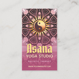 Dusky Rosa & Guld Yin Yang Holistic Asana Yoga Visitkort