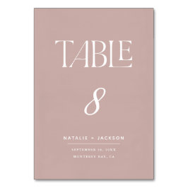 Dusky rosa målade elegant-skripttext bröllop-flik bordsnummer