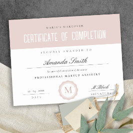 Dusky Rosa Minimal Certificate of Complete Award