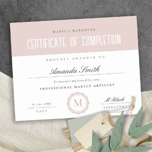 Dusky Rosa Minimal Certificate of Complete Award