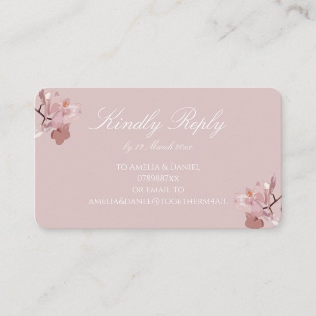 Dusky Rosa Orkidé RSVP Tilläggskort (Framsida)