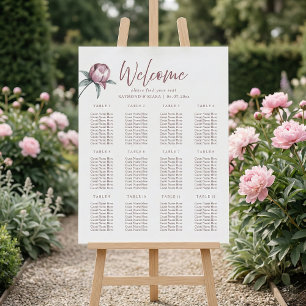 Dusky Rosa Peony Hitta ditt säte Bröllop Poster