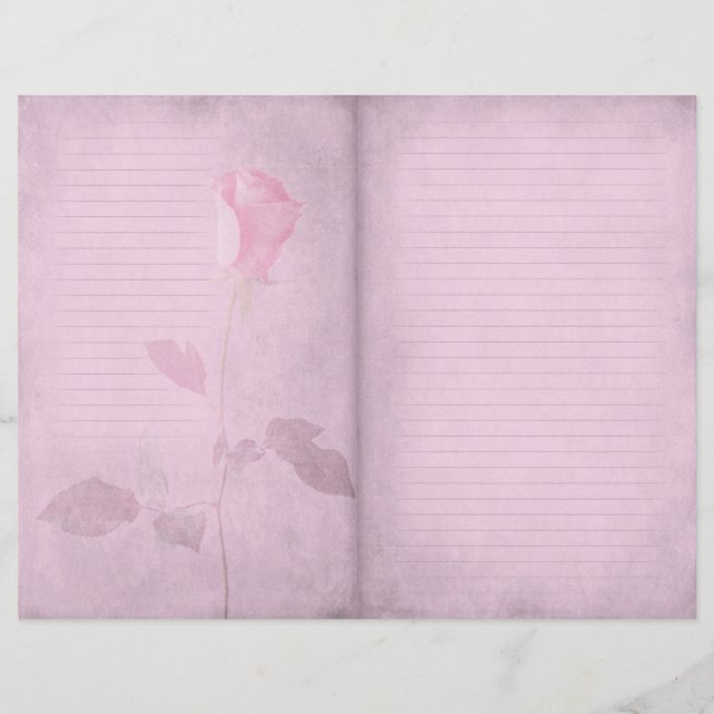 Dusky Rosa Rosenknopp Lining Journal Papper (Framsida)