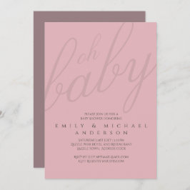 Dusky Rosa Typography Baby Shower Gender Reveal Inbjudningar