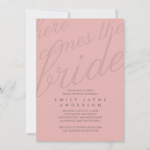 Dusky Rosa Typography Möhippa Modern Minimal Inbjudningar