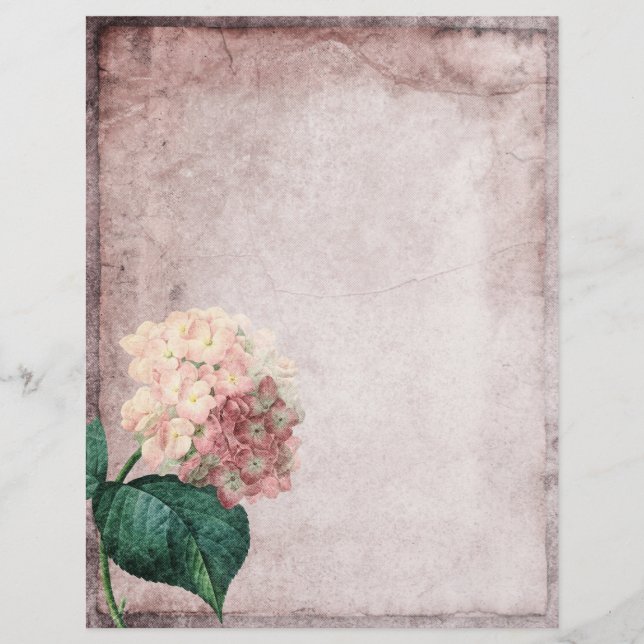 Dusky Rosa Vintage Blommigt Parchment (Framsida)